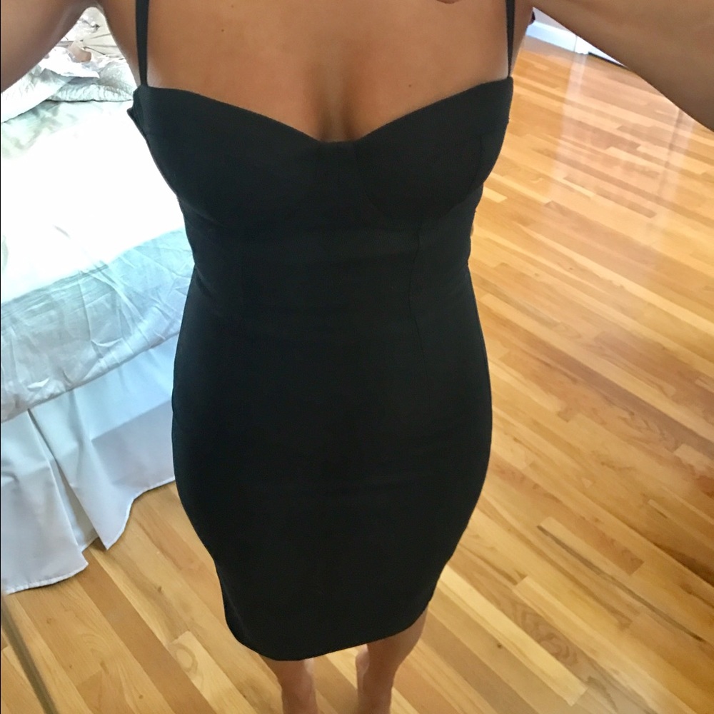 Marciano black midi balconette dress